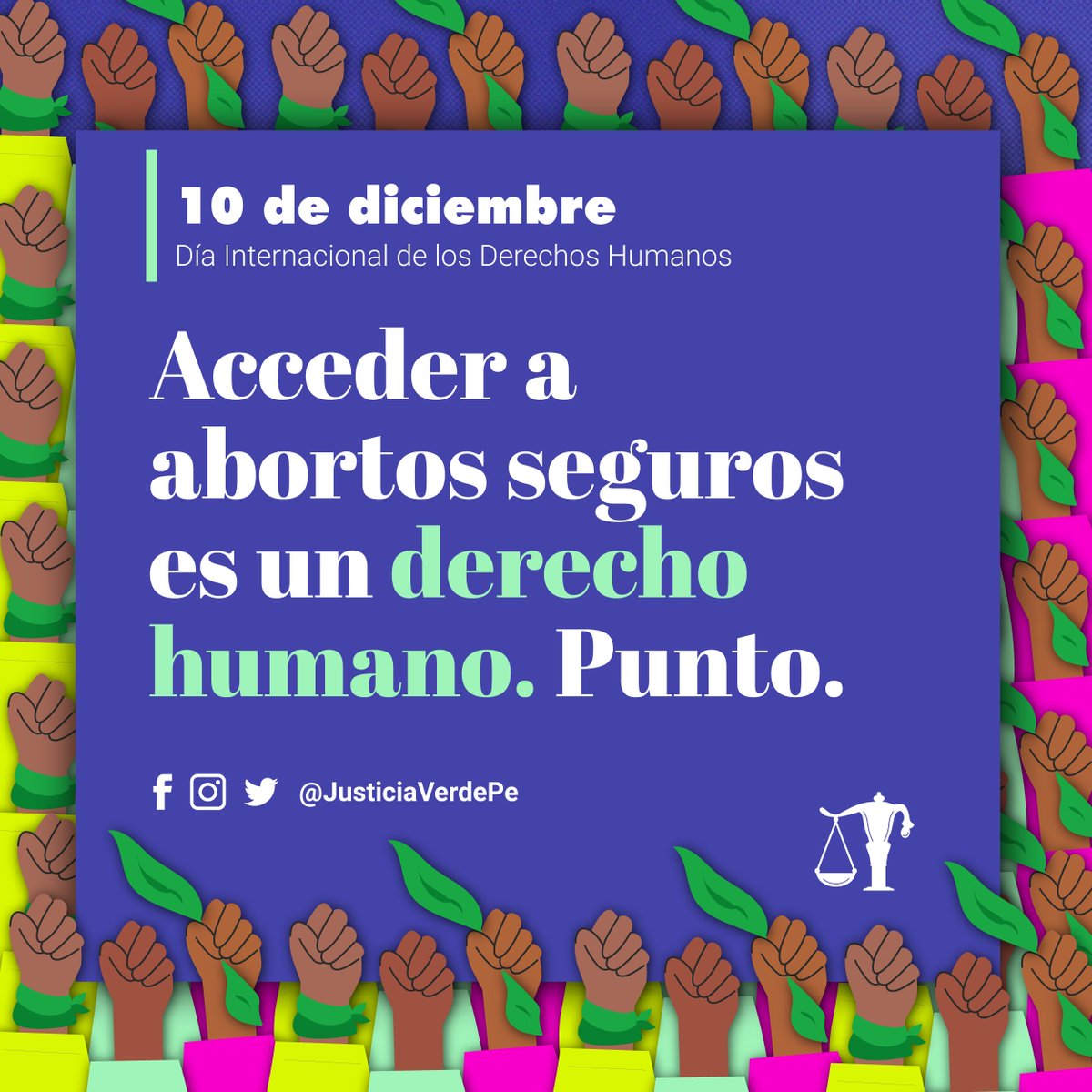 Justiciaverdepe's tweet photo. ¡Buenos días! 📢Hoy en el 🗓️#DiaDeLosDerechosHumanos recordamos que tener acceso a un #abortoseguro en los centros de salud sin criminalización y sin violencia obstétrica es un derecho y un tema de salud pública👇 #EsUrgente #humanrights #AbortoLegal https://t.co/MS3sihgAV3