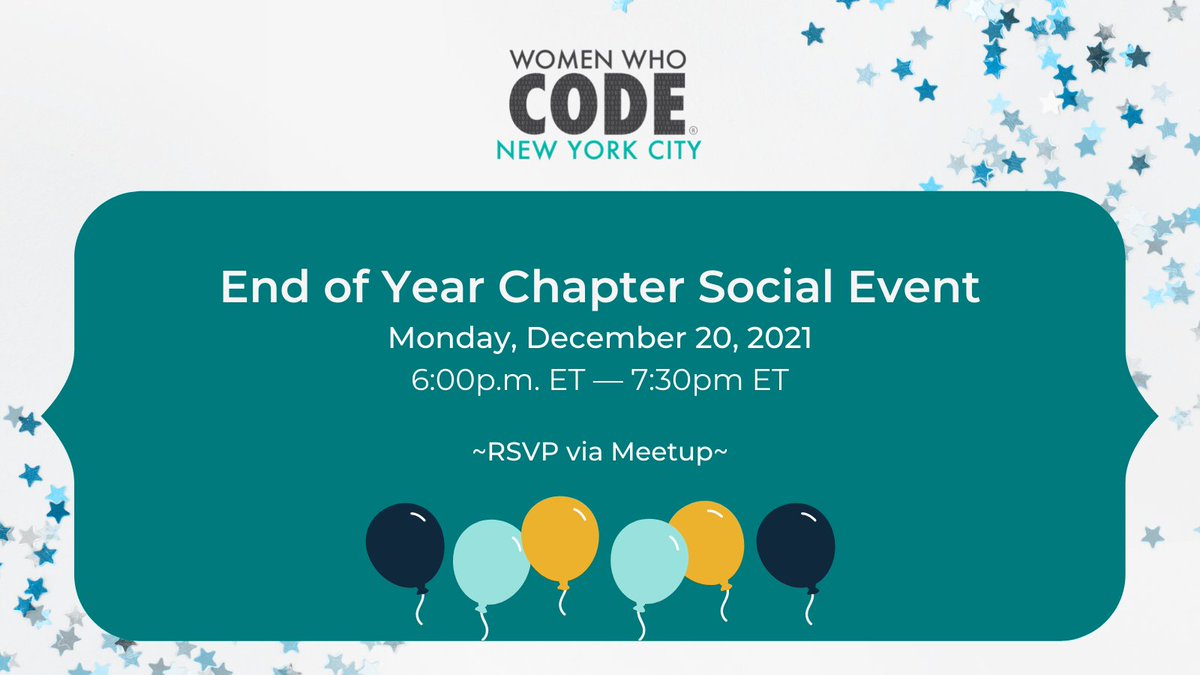 Can you believe it's December already!? Come celebrate the end of another year with us at our Chapter Social Event 🎉  on Mon 12/20. Network with fellow members and enjoy a game or two! 😊 Register via Meetup  → meetup.com/WomenWhoCodeNY…