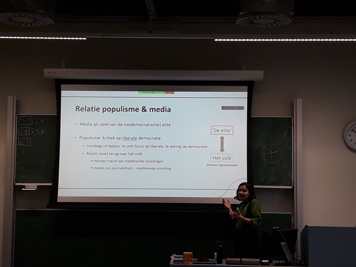 SarahVanLeuven's tweet photo. Tweede gastlezing vandaag in Politiek en Media @UGentComWet van @JanaGoyvaerts over populisme en media. Heel benieuwd naar! #PMtweet #ugentjour https://t.co/TXYOYHJyHD