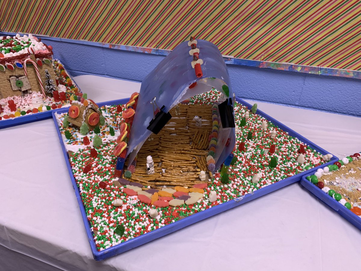 mrsfigmakes's tweet photo. Amazing gingerbread creations at Independence Middle School! Tempting not to nibble 🤗😍 #bakerspace https://t.co/zzgoYQaltA