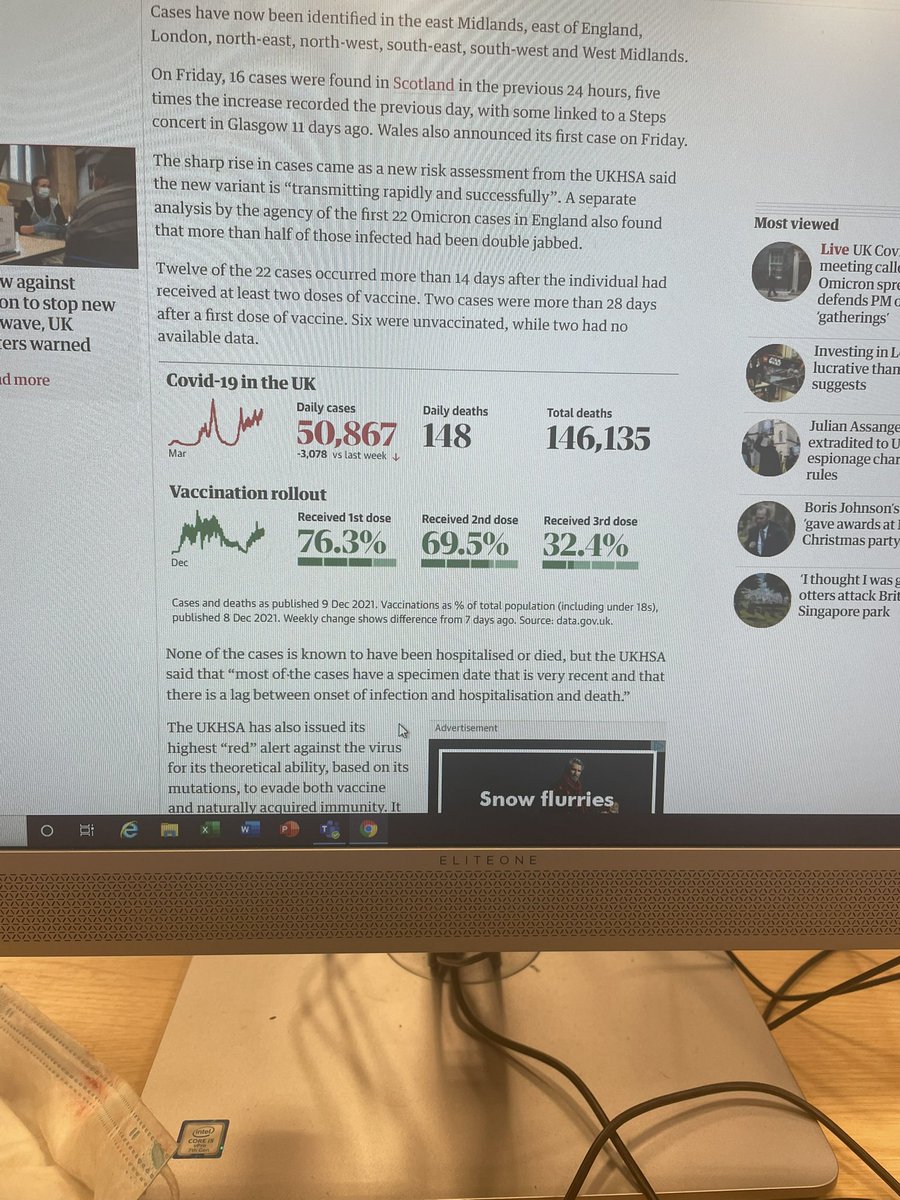 AFjournalism28's tweet photo. Over half of the reported omicron cases are from people who have received both vaccine doses. Does this mean that there’s not much point in getting vaccinated anymore? #leedshacks #newsday https://t.co/TU70CE8JXI