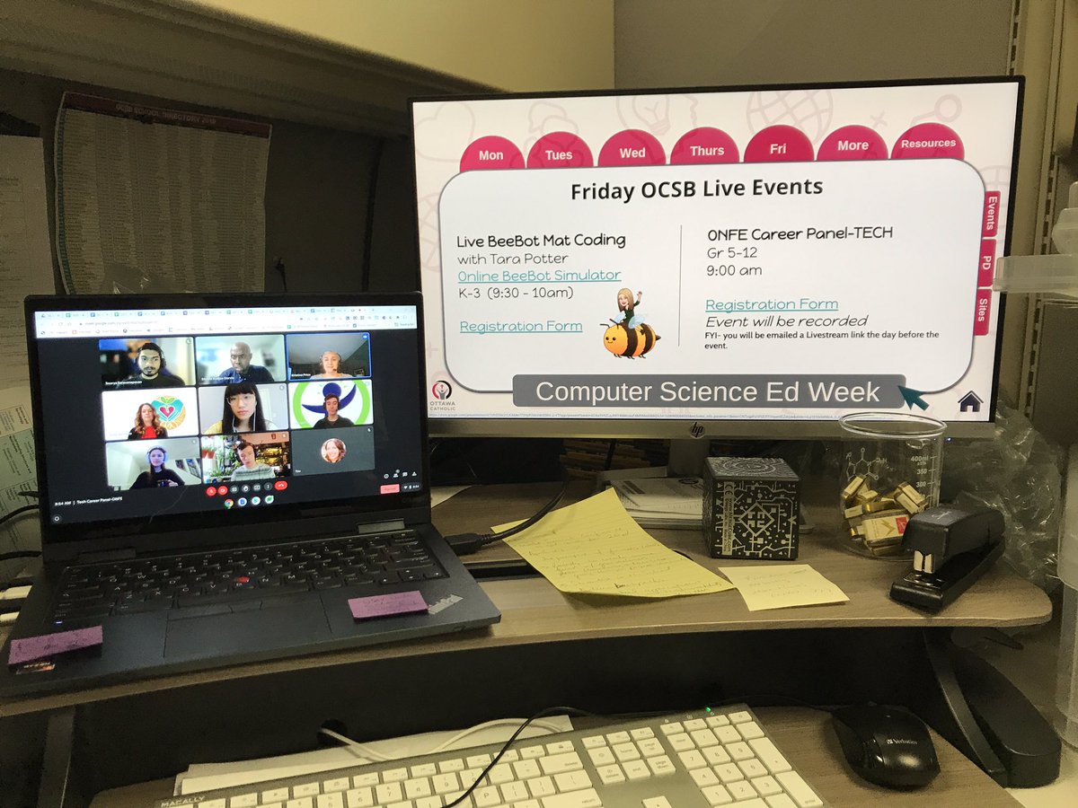 YKrawiecki's tweet photo. Last day of our #ocsbCSEd week!
Live #BeeBot Mat Coding with @tpot_9 at 9:30 and #ONFE Tech Career panel at 9am @NedaBernabo
TY to all #ocsb who are participating!
@OttCatholicSB https://t.co/TI8E0LobFw