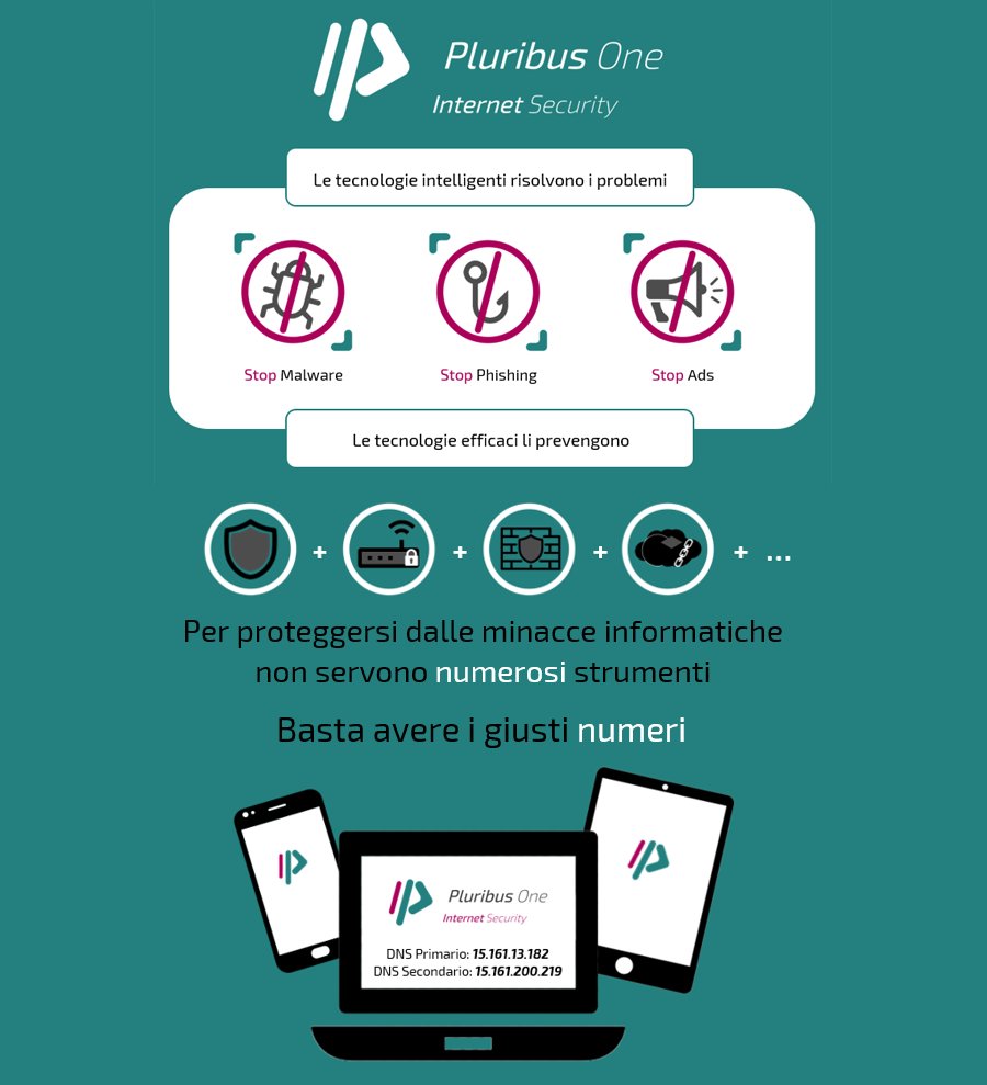 pluribus_one's tweet image. Vuoi provare i DNS sicuri Pluribus One Internet Security®? É #free

Stop a #Malware, #Phishing e pubblicità indesiderata, anche sui video
Imposta i DNS sicuri:
- DNS primario: 15.161.13.182
- DNS secondario: 15.161.200.219

Info su: internetsecurity.pluribus-one.it

#cybersecurity