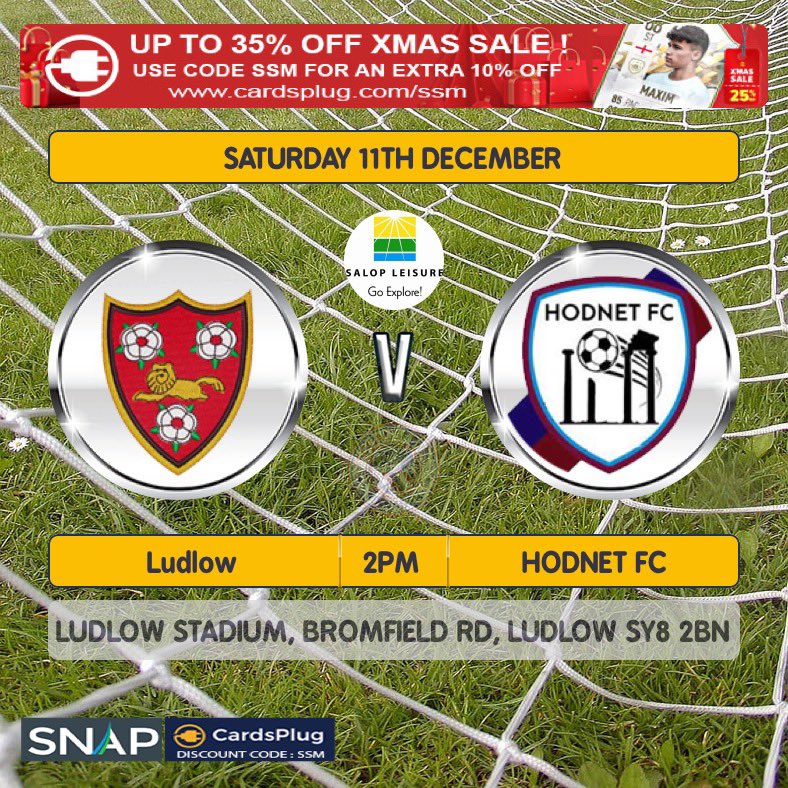 LudlowFC's tweet photo. 🚨 NEXT GAME:

A tough game for us tomorrow as we host table-topping, unbeaten Hodnet for our last home game before Christmas 🎄 

-

📆 Sat 11th Dec
⏰ 2pm KO
🆚 @HodnetFC (H)
🏆 SLPL
🏟 Bromfield Rd, SY8 2BN
🎟 Adults £2 | U16 Free
🎫🎁 £1 raffle!
🍔🍻 Both open

#LudlowFC 🔴⚫️ https://t.co/fBgCtIaRHd
