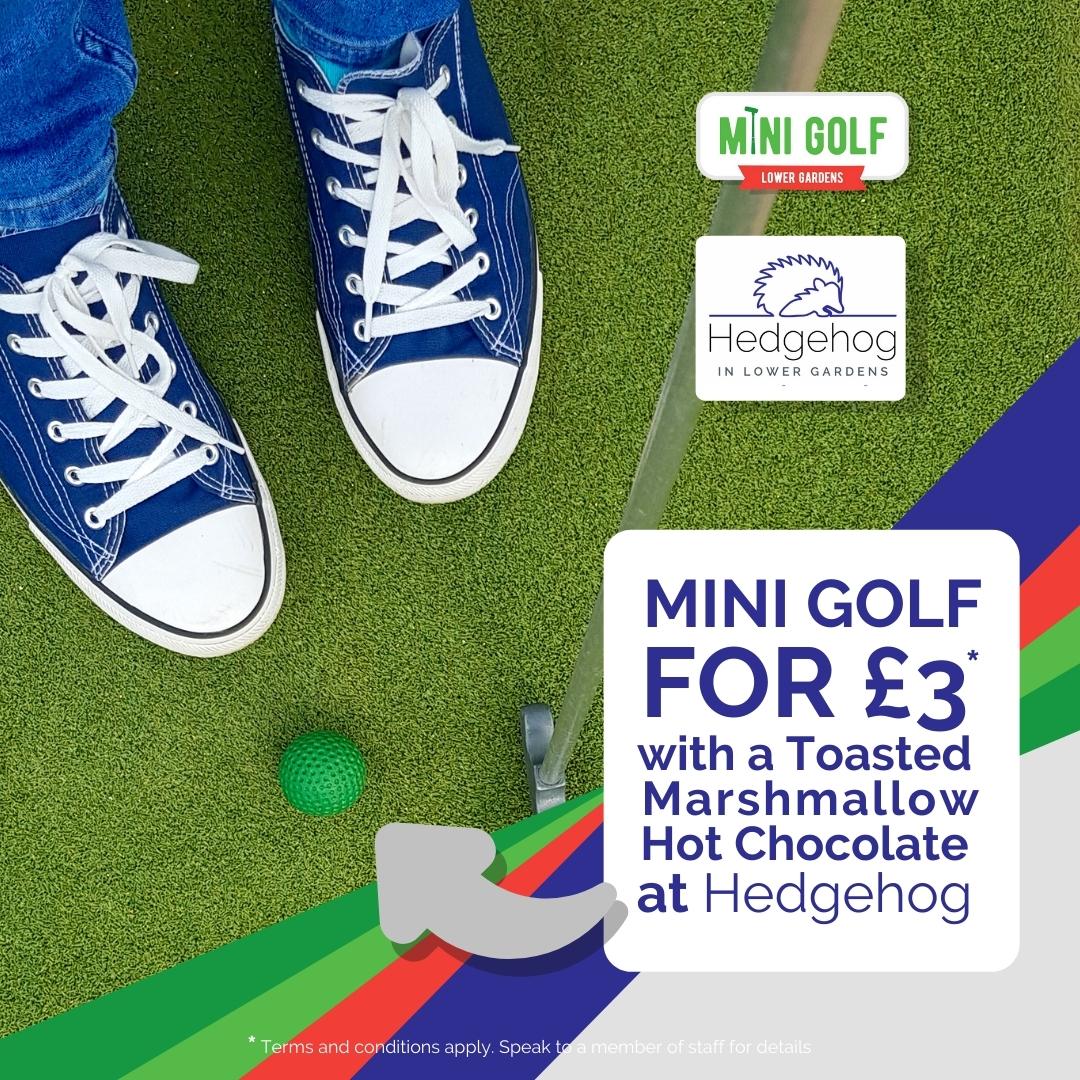 parkcafes's tweet image. Our friends at Lower Gardens Mini Golf have it sussed!
Grab a Toasted Marshmallow Hot Chocolate at our Hedgehog kiosk, and then head through the park to play mini golf - for just £3!

#XmasTreeWonderland #ChristmasTreeWonderland #LowerGardens #ParkCafes #Bournemouth