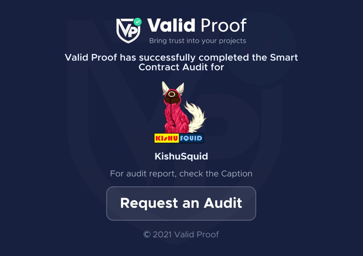 validproof's tweet photo. We are happy to have completed the smart contract audit report for @kishusquid.
  
Need an Audit &amp; KYC?
https://t.co/l5aE2cMYfK

Audit Report
https://t.co/kTTuu5XDml

#SmartContracts #Blockchain #BSC #Audit #KYC https://t.co/YF9o4JxQa7