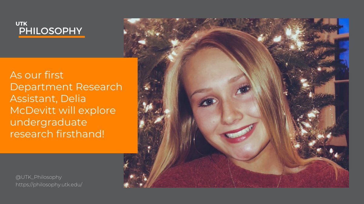 UTK_Philosophy's tweet photo. As our first Department Research Assistant, Delia McDevitt will explore undergraduate research firsthand!

@utk_urf @utkstudentsuccess #ResearchIsForEveryone #VolResearch #UTKDepartmentResearchAssistants #UTK https://t.co/vTzBljpoF6