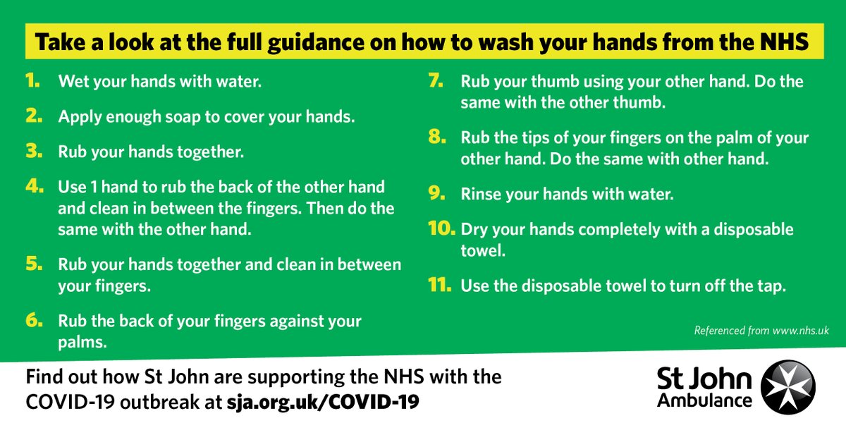 Keeping our hands clean is one of the ways we can all help stop the spread of infection, so it's essential you continue to practice correct hand hygiene. Please read and RT the 11 steps for proper hand washing below ✋
