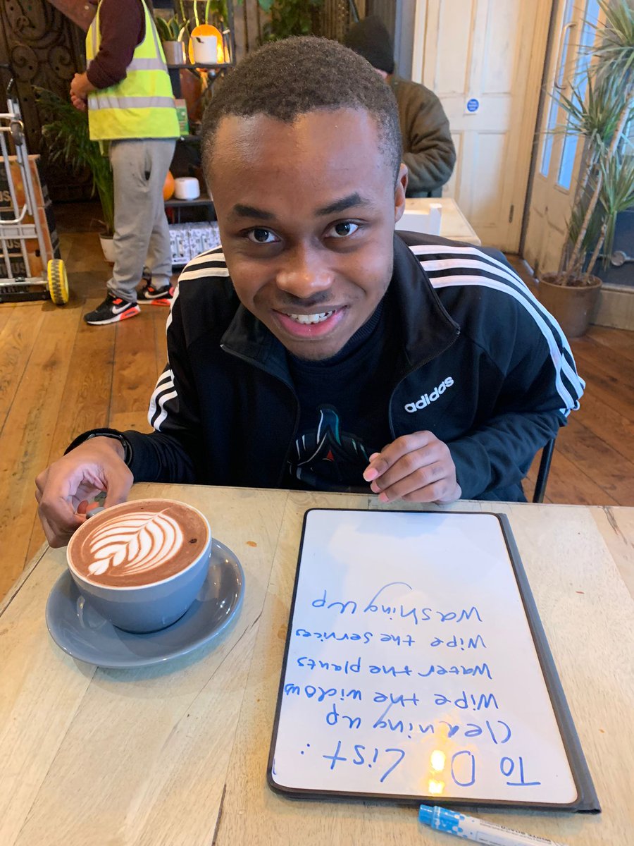 coffeesend_'s tweet photo. Sometimes the simplest things can prove to be really effective teaching tools. Here Glenn &amp; Joe demonstrate the power &amp; importance of visual communication (on mini whiteboards). #coffesend #nonprofit #disabilityawareness #autism #inclusion  #employment #mentoring #visualaids https://t.co/9ThQ8hRoW1