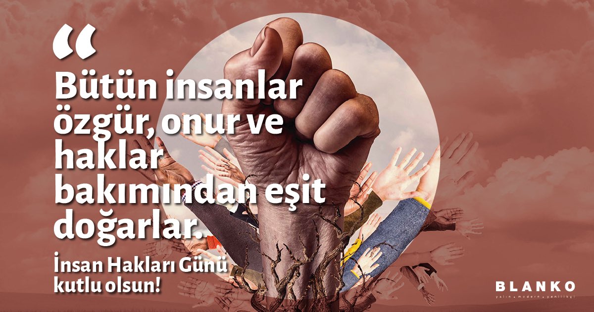 blankoajans's tweet photo. “Bütün insanlar özgür, onur ve haklar bakımından eşit doğarlar.”

10 Aralık İnsan Hakları Günü kutlu olsun!

#İnsanHaklarıGünü https://t.co/lTw1cAvko2