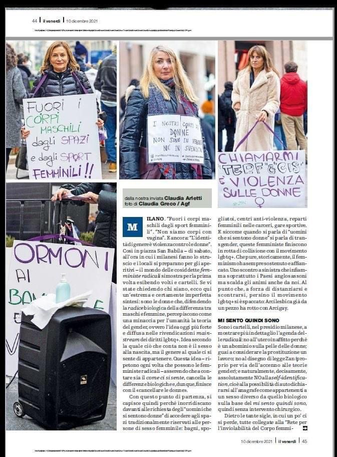 Radfem_Italia's tweet photo. Una giornalista e una fotografa del @ilvenerdi erano al presidio contro la #violenzasulledonne della Rete per l’inviolabilità del corpo femminile #25nov Ecco il servizio,che spiega il pensiero della differenza del #femminismoradicale italiano #radfem #SexNotGender #modellonordico https://t.co/deKoc7Uhg1