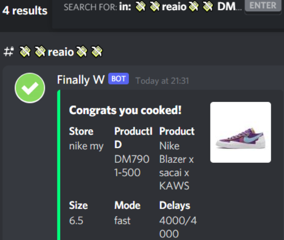 Bot: @RE_AIO Proxy: @Little_Red_Pig @Monster_Proxies @Leafproxies CG: @NewEra992 @stormnotify_io @ICEFNF @EnokiFNF @peanutfnf @EZWFNF