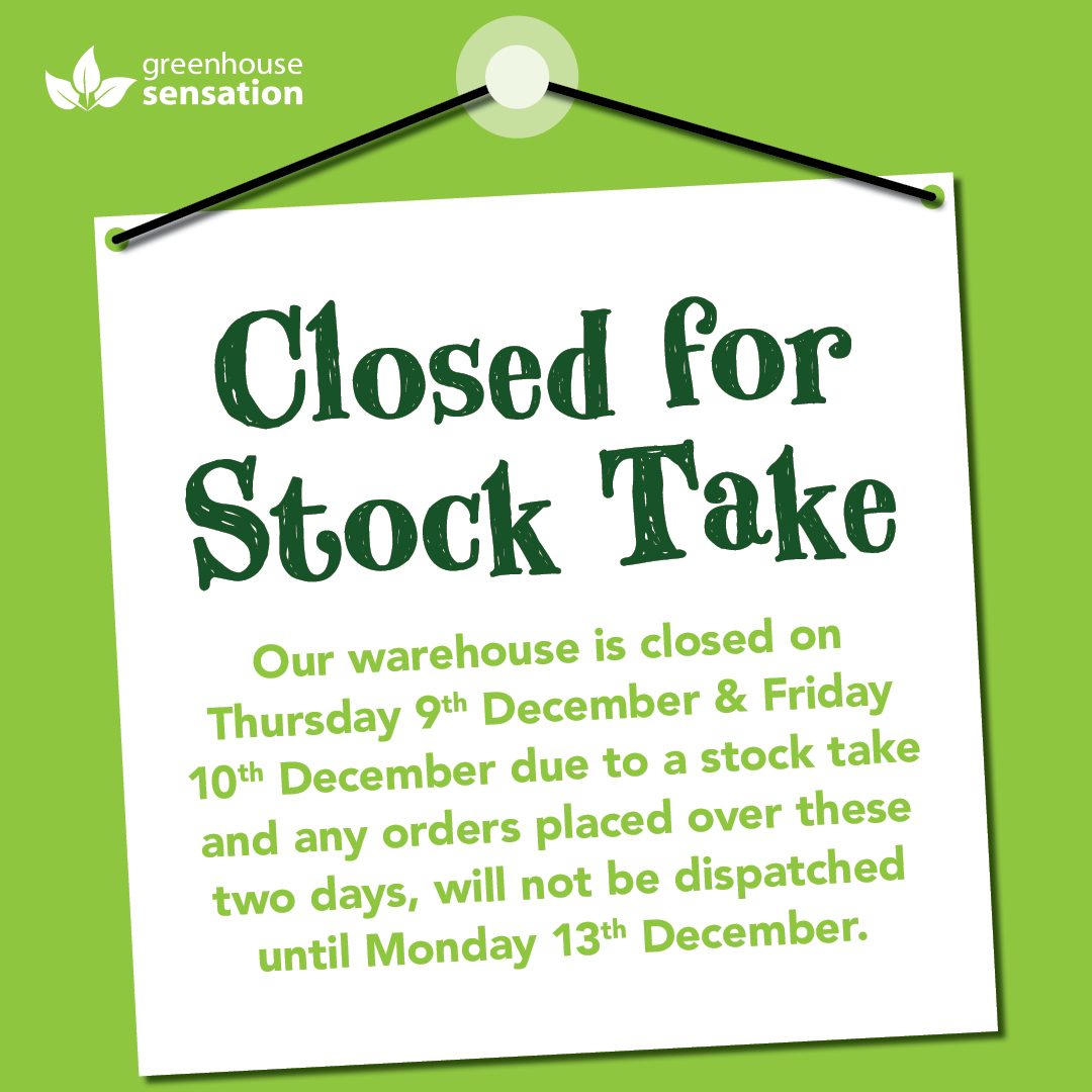 Our warehouse will be closed on Thursday 9th December &amp; Friday 10th December due to a stock take and any orders placed over these two days, will not be dispatched until Monday 13th December. Sorry for any inconvenience.