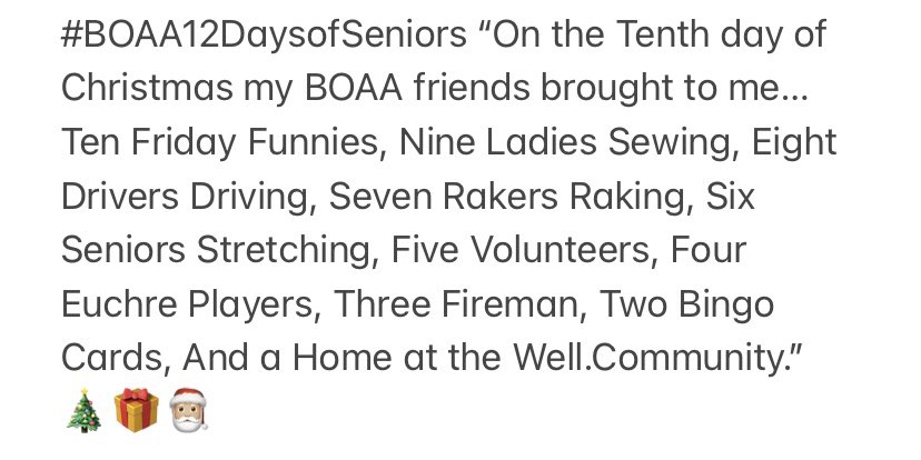 #BOAA12DaysofSeniors Click link in bio to donate! 🎄🎁🎅🏼