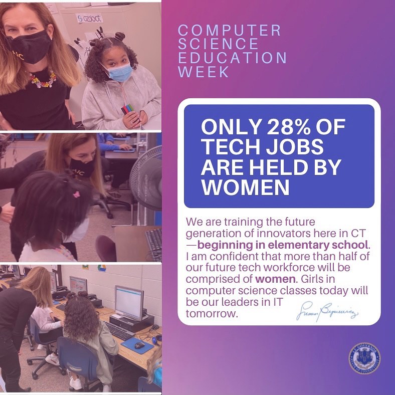 ProjectFuture7's tweet photo. @LGSusanB and state of CT are encouraging more girls towards computer science and it starts with our elementary schools! Get them while young @GirlsWhoCode
@codeorg #GirlsWhoCode #csedweek2021 #HourOfCode #HourofCode2021 #CSed #Projectfuturecs https://t.co/AJVpm4AHHH