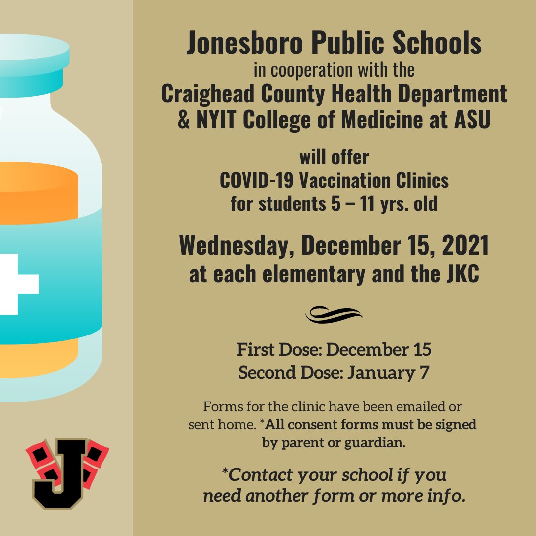 JPSHurricane's tweet photo. REMINDER for parents of students 5 – 11 yrs. old. Please share or like to get the word out. Thank you! #CaneInfo RT https://t.co/g4cWG517IR