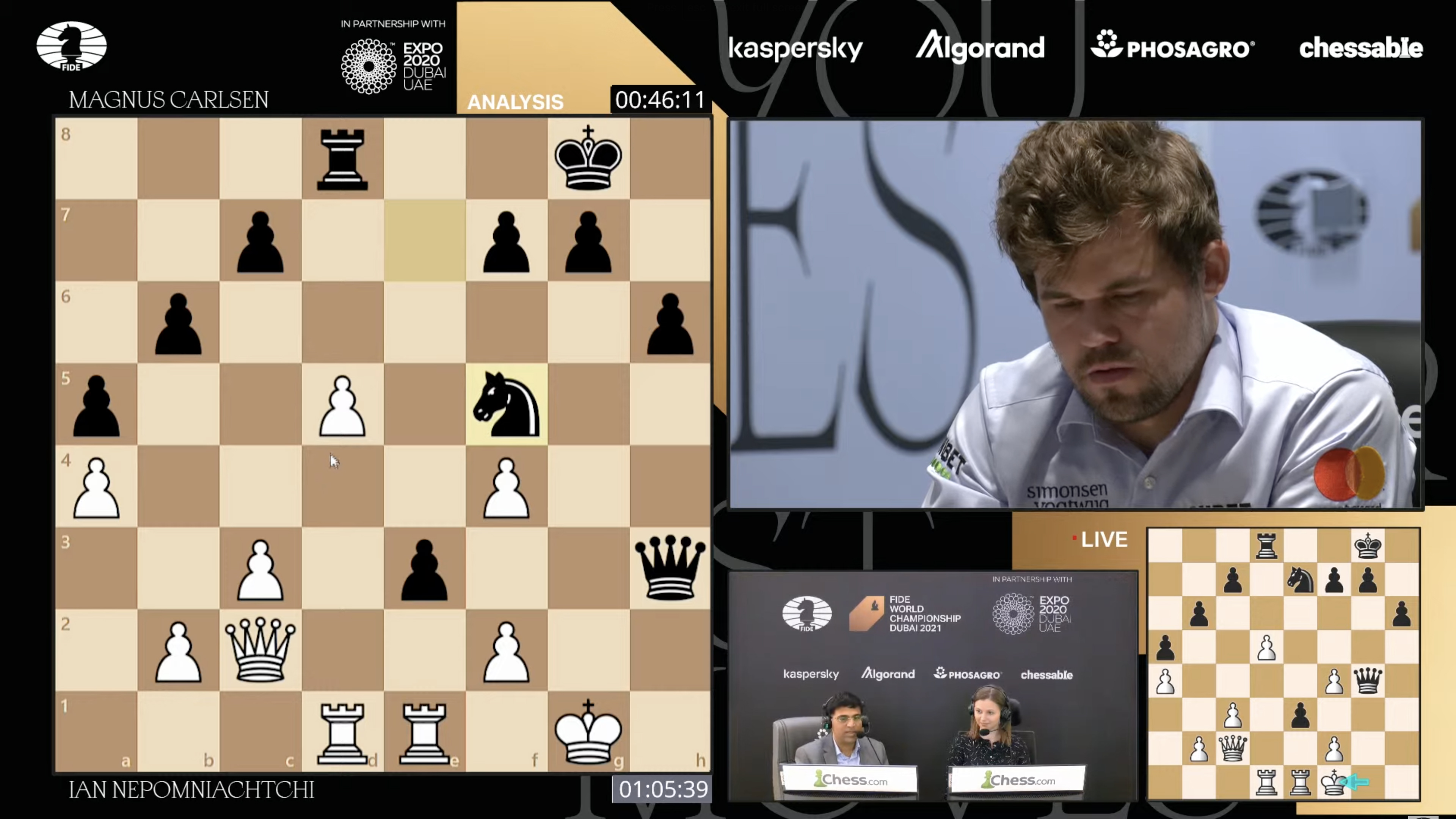 Carlsen versus Nepomniachtchi: FIDE World Championship Round 11