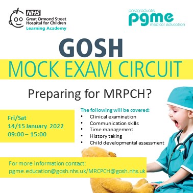 Don't forget to book now to secure your place for 2022!

Mock exam: courses.gosh.org/event/MRCPCH22

Tips and Skills: courses.gosh.org/event/GOSHTS20…

#MRCPCH #mock #exam #clinical