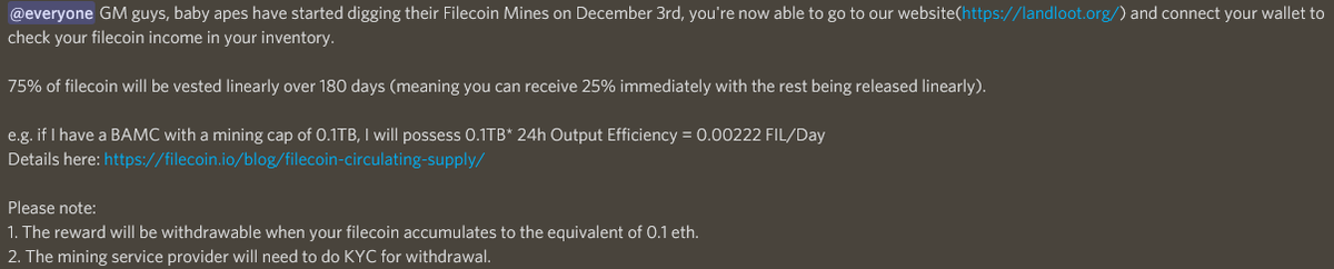 🙊🙊🙊Wow  finally! Baby apes have started digging their $FIL Mines on December 3rd, you can go to our website to check your #filecoin income in your inventory!
Join our discord for details: discord.gg/UrVAnMkggN
#BAMC #nftcollection #NFTGame