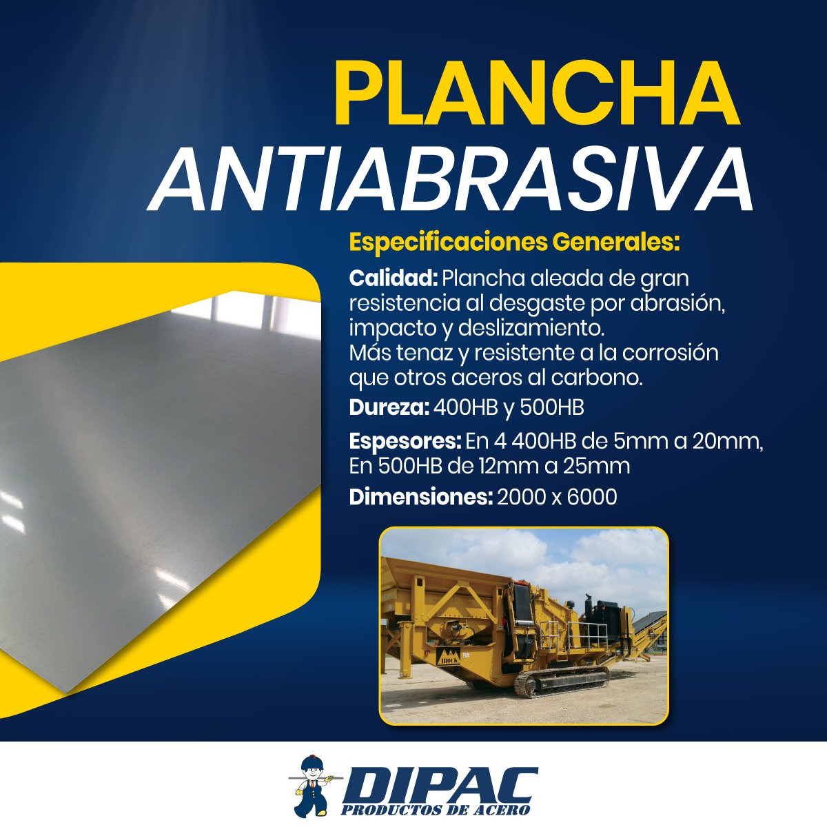 Plancha de acero inoxidable DIPAC