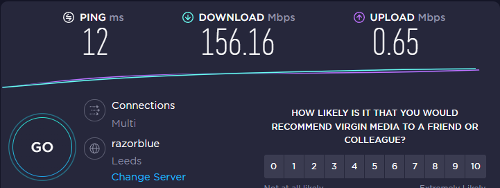 digilocker's tweet photo. @virginmedia Upload speeds have been this since 3rd November.  Ongoing issue with no ETA on a fix.  Your site doesnt even acknowledge the outage, but your staff when calling about it say it is known.  Why do you have these systems if they dont work? https://t.co/AP9csN2xwk