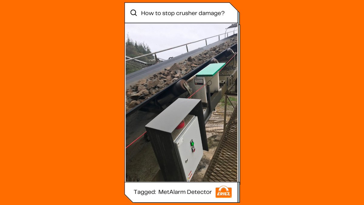 Did you know that a bucket tooth often weighs over 100kg? There are two ways in which Eriez' equipment prevents damage:

1. Initial suspended magnet to remove the tooth
2. Metal detector to stop the process line before a trapped tooth enters the crusher

bit.ly/2ZadjSd