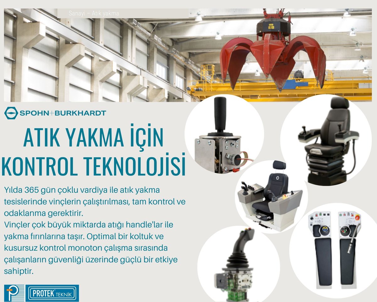 Spohn &amp; Burkhardt GmbH &amp; Co. KG 
Atık yakma için kontrol teknolojisi
Yılda 365 gün çoklu vardiya ile atık yakma tesislerinde vinçlerin çalıştırılması, tam kontrol ve odaklanma gerektirir. Vinçler çok büyük miktarda atığı handle'lar ile yakma fırınlarına taşır.