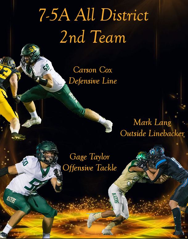 LTBlazerRecruit's tweet photo. Congratulations to our District 7 - 5A 2nd Team selections! @LebanonTrailHS @LTHSSeniors 

@CarsonC2023LT DE
@GageTaylor50 OT
Mark Lang OLB https://t.co/R8ZL2L2FPF