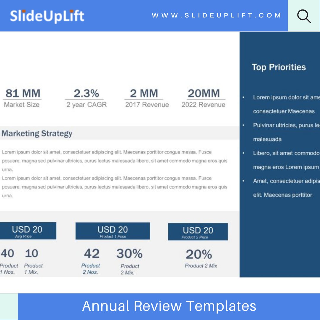 slide_uplift's tweet image. Summarize and showcase all the data and numbers that reflect your company&apos;s performance for the year with the help of SlideIpLift&apos;s pre-designed Annual Review Templates.

bit.ly/31M7SyH

#slideuplift #annualreview #review #business #businessreview #GoogleSlides