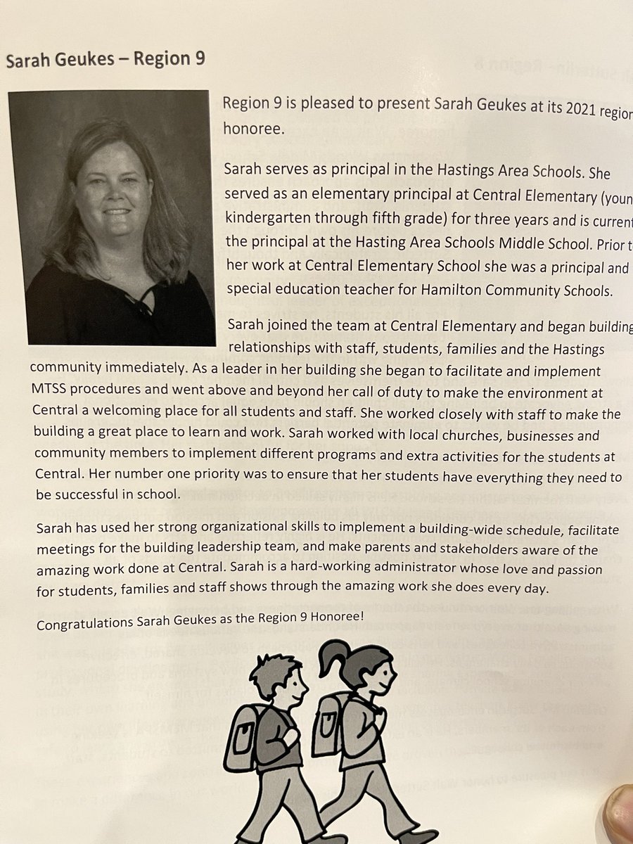 drnickdamico's tweet image. Congratulations to Sarah Geukes, Hastings Middle School Principal on being named the 2021 Region 9 Principal of the Year! Congratulations, Sarah! @OfficialHASSK12 @MEMSPA @SGeukes @DanScoville