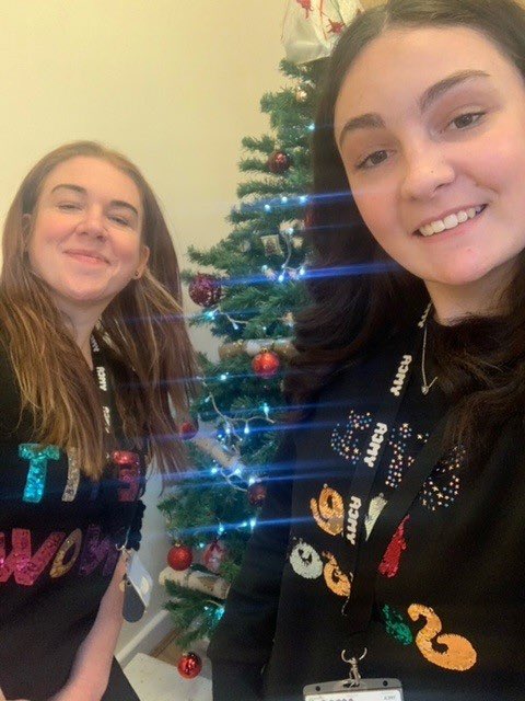 Cat and Chloe in their lovely festive tops for  Christmas Jumper Day 🎄❤️🎄❤️
 #christmas #christmas2021 #christmasjumperday #christmasjumper #ymca # #ymcafamily #ymcaburton #charity