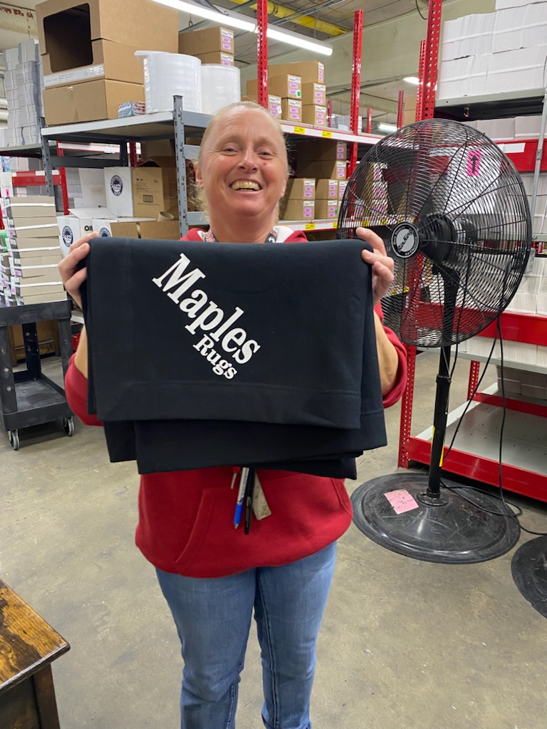 MaplesRugs's tweet photo. We would like to thank all of our team members who have worked with us for 10 years! As of October, we had 541 employees celebrate working here for at least 10 years and received a Maples Rugs fleece blanket. We appreciate their commitment and everything they have done for us! https://t.co/HWqlpYlBO3