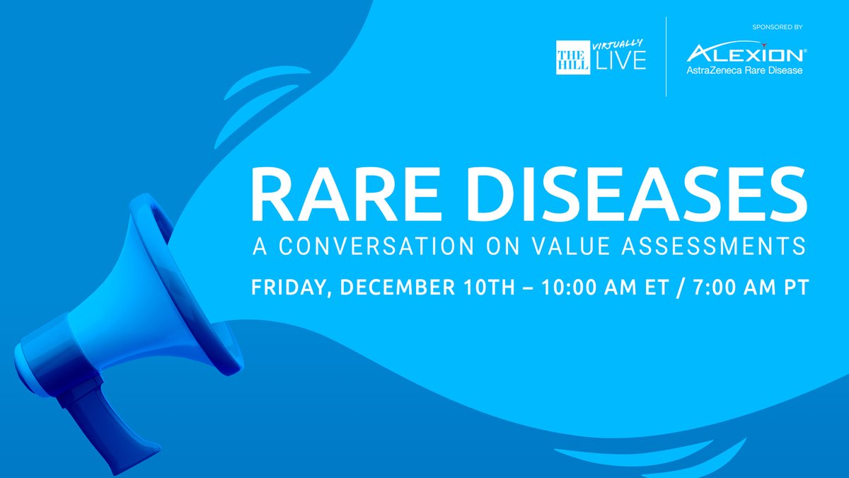 TheHillEvents's tweet photo. WATCH LIVE: @TheHill’s “Rare Diseases: A Conversation on Value Assessment” is starting now. Thank you to our presenting sponsor @AlexionPharma for supporting the program. #TheHillRareDiseases https://t.co/s6nXs0Fy78 https://t.co/WcDohrkLf0