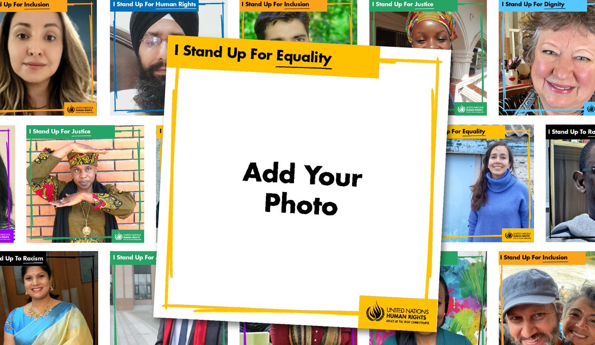 Show your support for EQUALITY by sharing your picture 📸

1. Visit ow.ly/vuAC50GQMEv 
2. Add your photo with our "I Stand Up For Equality" filter. 
3. Share it on social media using #StandUp4HumanRight

<a href="/UNHumanRights/">UN Human Rights</a> 
#HumanRightsDay #HumanRights