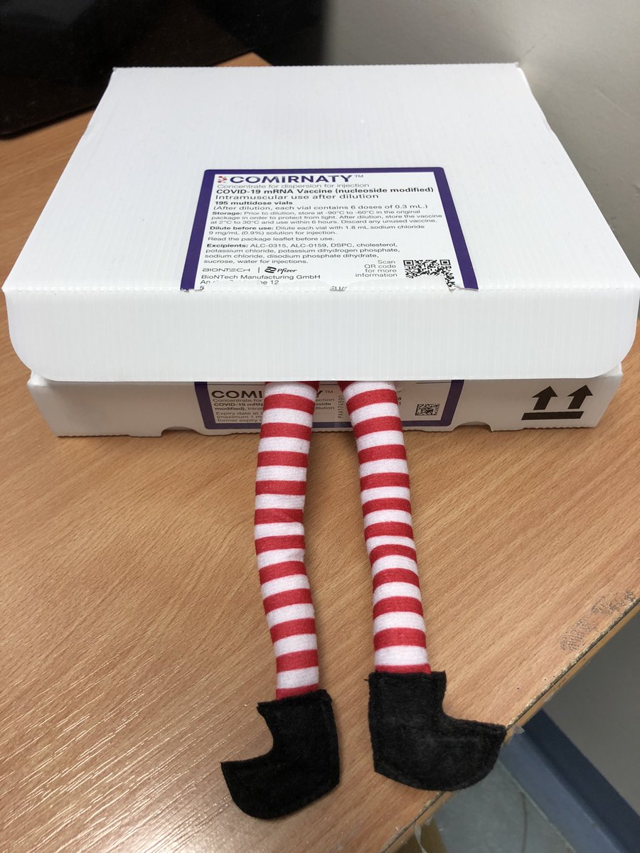 Today, Happy the Pharmacy Elf was very disappointed to discover that the vaccine “pizza boxes” don’t actually contain any actual pizza. He was impressed by the 30,000 doses of vaccine the hospital hubs have given though. Still time to come forward too!
