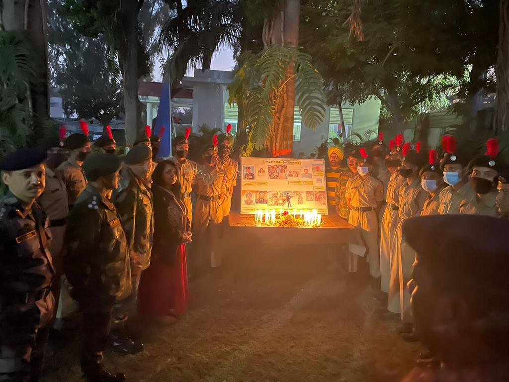 NCCDteJKL's tweet photo. #Homage to #Martyrs Officers,Ladies,staff and NCC Cadets of JK&amp;L Directorate paid homage to CDS and other Martyrs of the helicopter crash in solemn functions at the Dte and many places in J&amp;K and Ladakh @HQ_DG_NCC @prodefencejammu @PRODefSrinagar @PRODefSrinagar @RanjanMahajan6 https://t.co/Cfre38uHWT