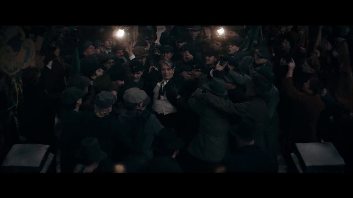 rowlinglibrary's tweet photo. Mad Mikkelsen as Grindelwald, Dumbledore, Newt Scamander and more from #FantasticBeasts #SecretsOfDumbledore. Full trailer out next Monday 13th. https://t.co/djnS87M9NR