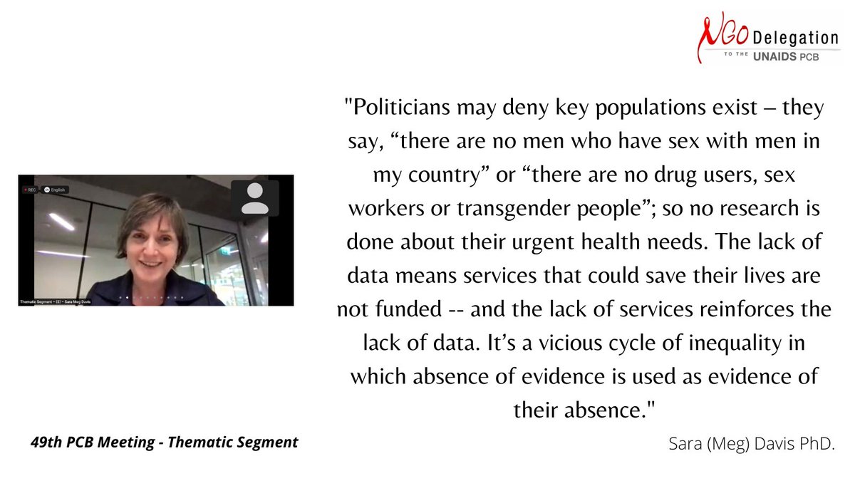 ngopcb's tweet photo. Dr. @saralmdavis described how health data is shaped by power and inequalities in her keynote address during the 49th PCB's Thematic Segment on Data and HIV.
You may read the entire keynote speech here:
https://t.co/nEefbWqIkL
#PCB49 #UNAIDS https://t.co/XIUKH6dxBP