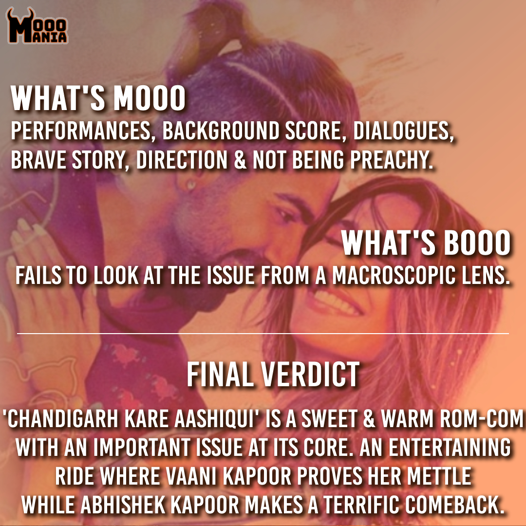 MoooMania's tweet photo. #MovieReview #ChandigarhKareAashiqui #AyushmannKhurrana #VaaniKapoor #FilmReview @ayushmannk @Vaaniofficial @Abhishekapoor https://t.co/oRSwYycXnw