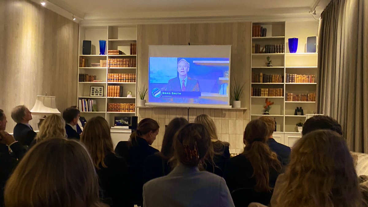 ekmansv's tweet photo. Great to hear Microsoft President @BradSmi speak at today’s 🇺🇸 Summit for Democracy together with 🇩🇰 PM Mette Frederiksen. Both pointed to the need for more, not less, international coop around democratic rules of the road. Thanks @usembdenmark for the viewing party (and gløgg). https://t.co/gXqivygy9q