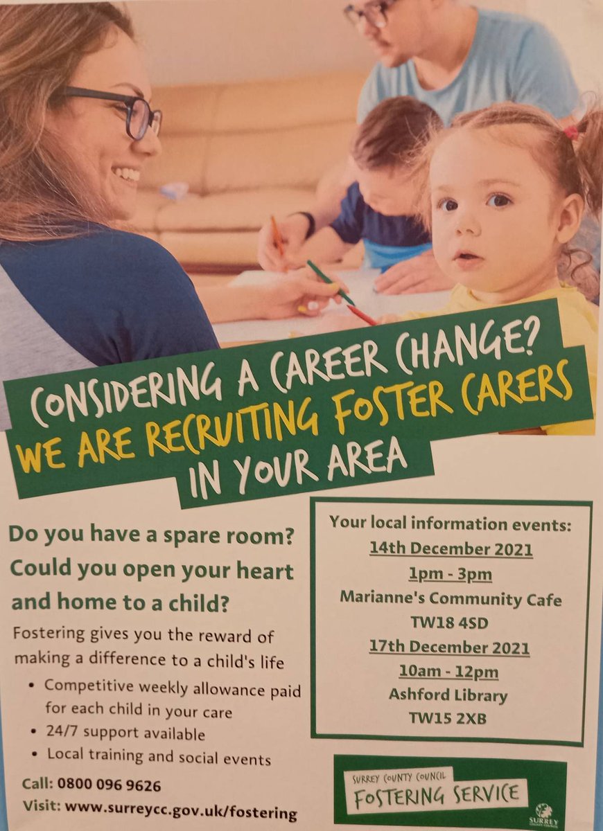 Fostering event at Ashford library at 10am to 12pm on 17th December,  if you would like more information.