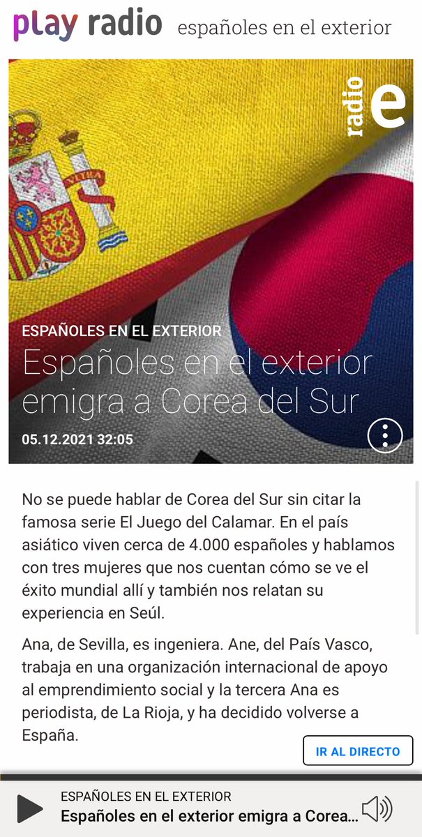 La emisora exterior de <a href="/rtve/">RTVE</a> nos invitó a <a href="/Marmalade_chic/">Anais</a> <a href="/anapechavarria/">Ana P. Echavarría</a> y a mí a hablar sobre nuestras vidas, experiencias y relación con Corea del Sur. Agradecida de poder compartir mi historia en un lugar que tanto me ha marcado (y sigue haciéndolo)!

rtve.es/play/audios/es…