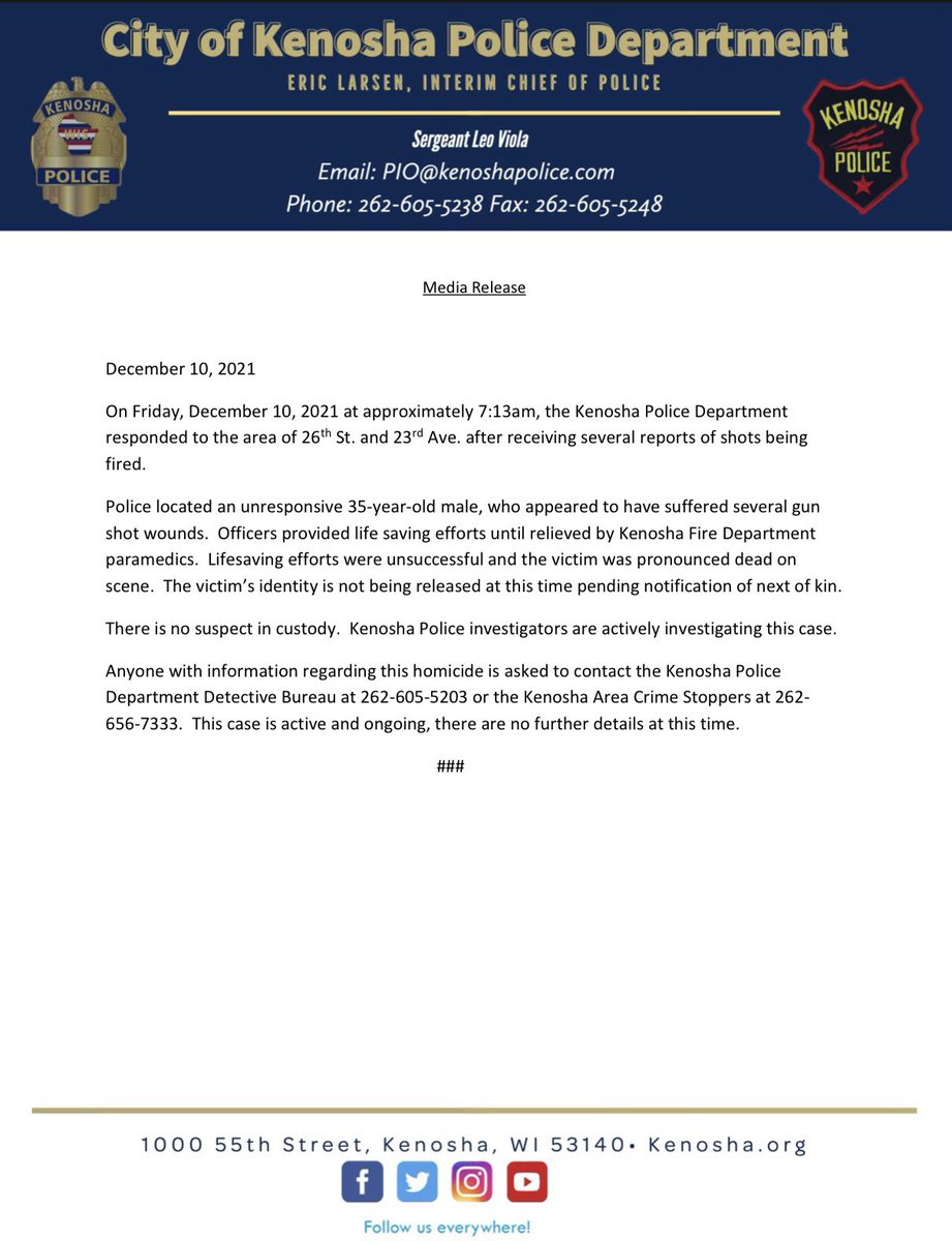 Kenosha Police Dept. (@kenoshapolice) on Twitter photo 