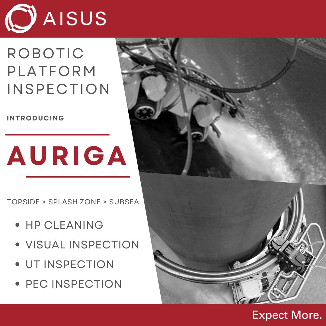 Next week @AISUS are looking forward to trialing the new external cleaning and inspection crawler “AURIGA”

For more information email info<a href="/aisus/">aisus</a>.co.uk

#Innovation #NDT #robotics #offshore #energy #oilandgas #windenergy #FPSO