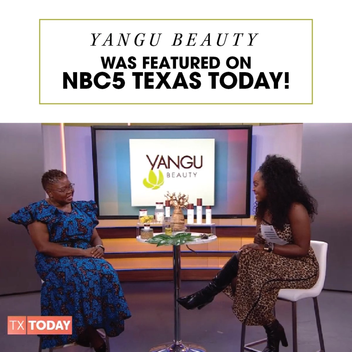 YanguBeauty's tweet photo. Learn all about why Yangu Beauty was started by founder, Sipho Gumbo, and see what our products can do for you! Check out NBC5's segment at https://t.co/7UBrJNzjCy. https://t.co/GCTYb1AR2V