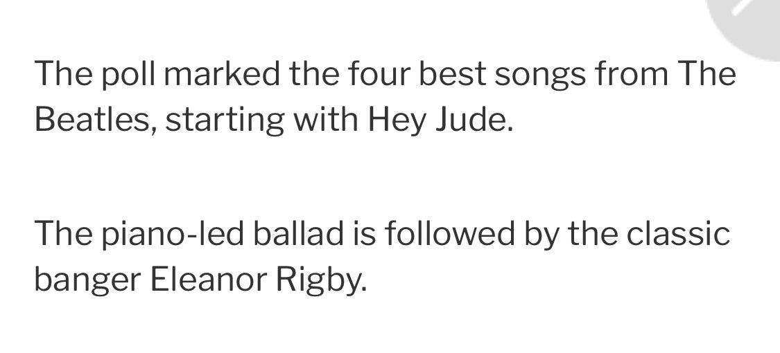 Express doing well with music. Eleanor Rigby = BANGER!