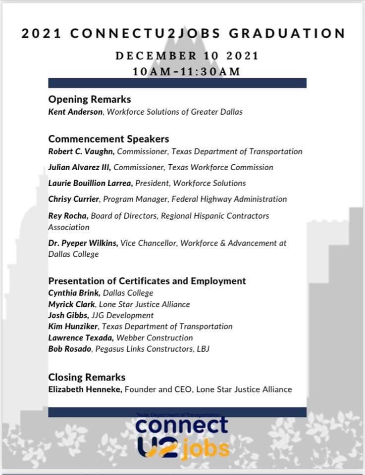 Official_LSJA's tweet photo. Today is the day! Our first cohort for Connectu2jobs is graduating. It’s time for Texas’s booming economy to reach Justice-involved emerging adults. #JustCareers
#TXDot
#DallasCollege
#TWC
#FHWA
#RHCA
#WSGD
#BigThought
#ForOakCliff https://t.co/wC26cqHh68