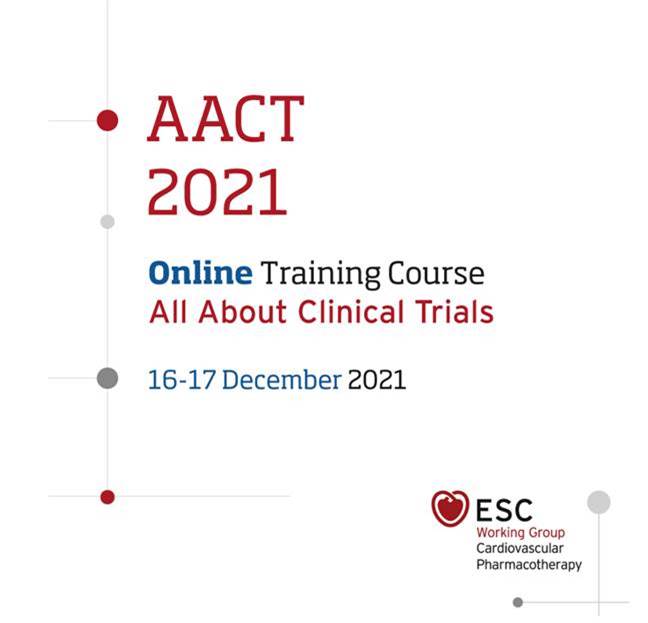 Join us next week for the AACT 2021 – Online Training Course All About Clinical Trials.
Register here!  #ESCardioEd @escardio

escardio.org/Working-groups…