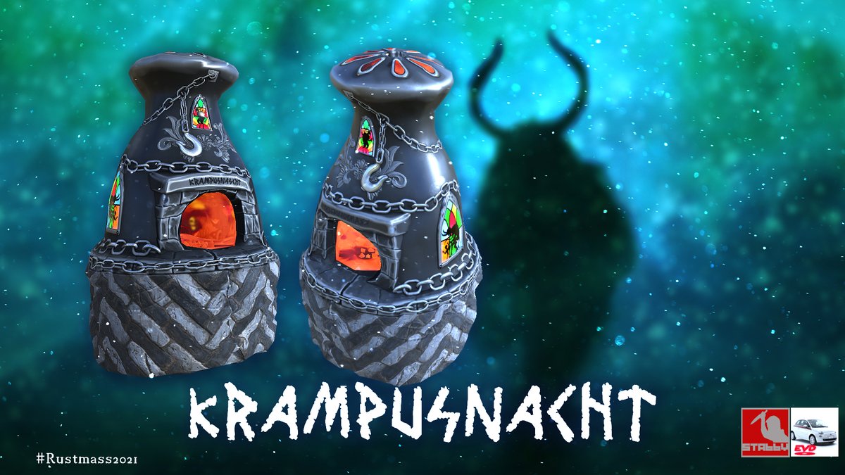 Horrorview's tweet photo. #RUSTMASS2021 New Holiday Skin from Me, @VoituraBruv , with a special appearance by @b3d_art! KRAMPUSNACHT FURNACE!! Not everyone has a 'happy holiday'! :P  Please upvote/fave here - https://t.co/TUBA1p72ns @playrust #rustskins @gerrmanman https://t.co/5thxnBB0Nd