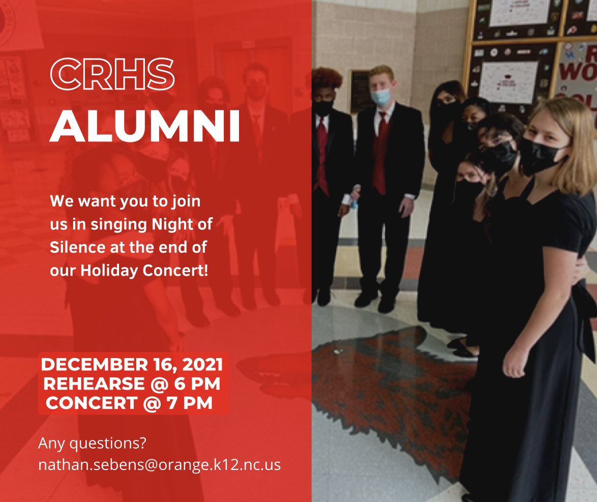 Choirs_of_CRHS's tweet image. It’s our tradition here at CRHS to end our #madrigalconcert with Night of Silence. Sadly, because of COVID, we can’t have madrigals this year, but we are going to keep this tradition alive! Alumni, please join us next Thursday night to help extend this tradition. #redwolvessing